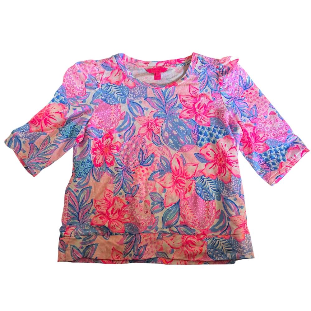 Lilly Pulitzer Jansen Pullover Sweatshirt Pink Isle Snappy Turtle Size Large